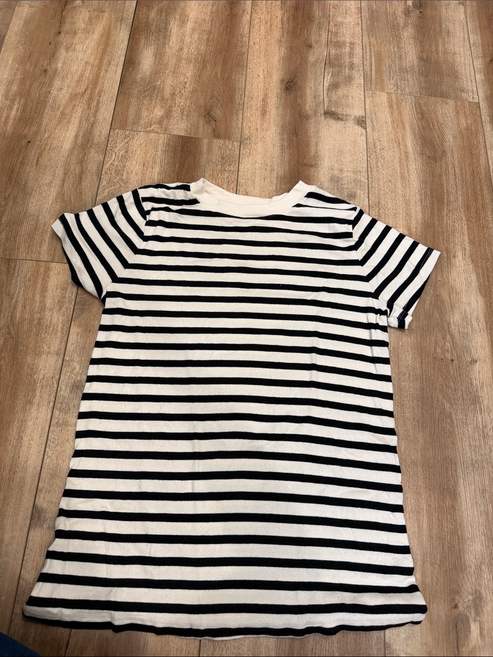 a new day Black and White Striped Short Sleeve Tee